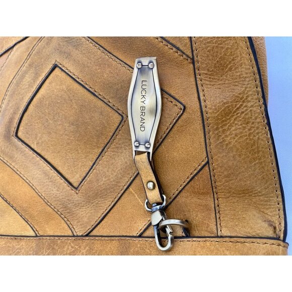 Lucky Brand Baldwin Crossbody Crossbody Bag Shoulder Bag Distressed Boho Mustard - Picture 10 of 16
